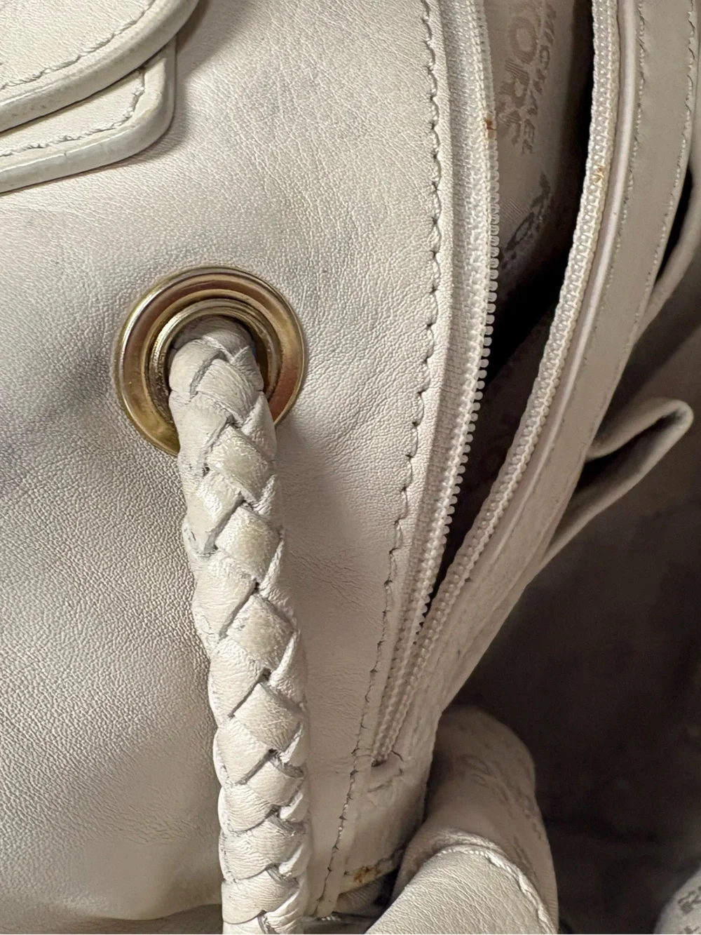Vintage Michael Kors Leather Cream Braided-Handle Hobo Bag